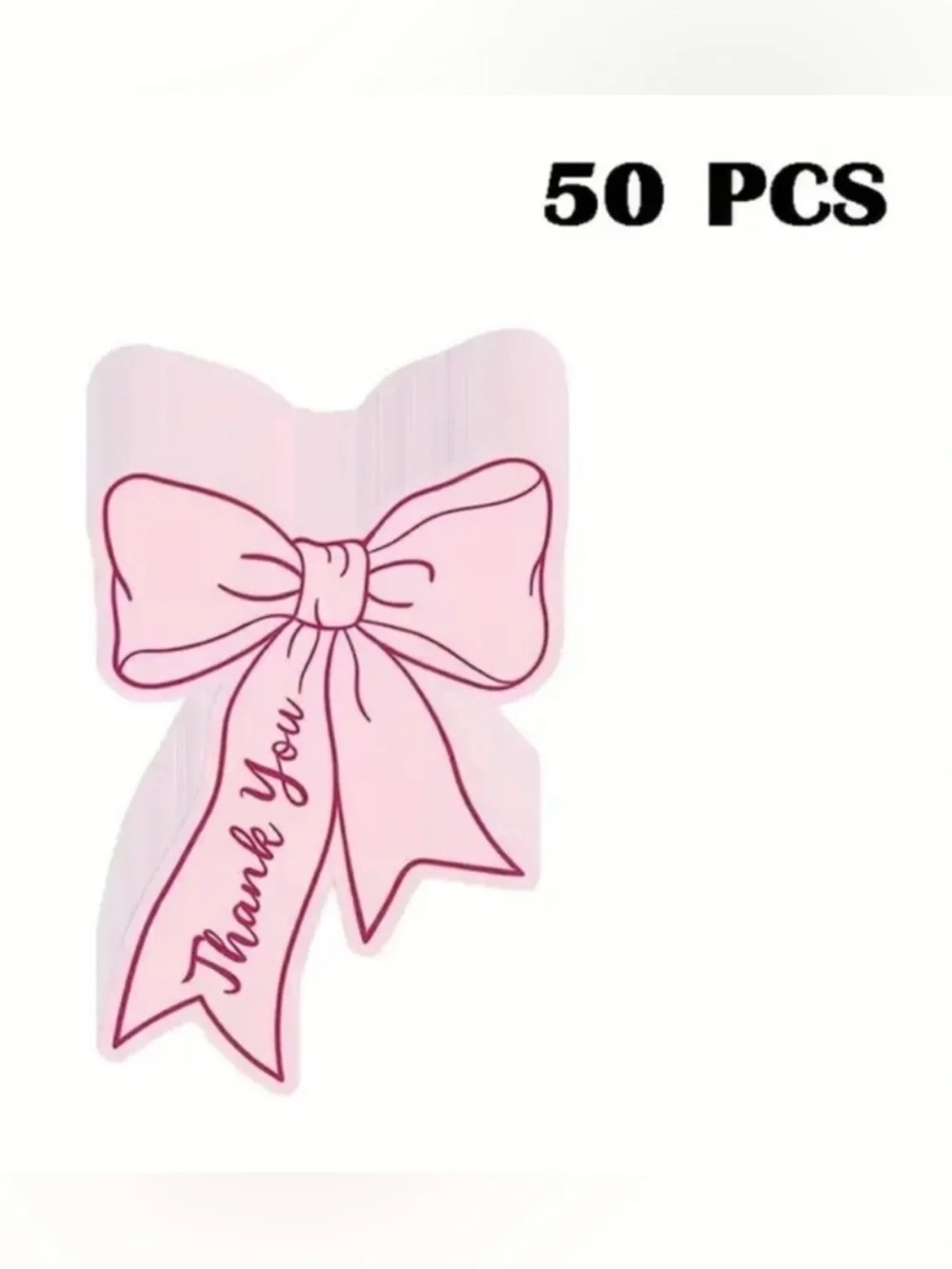 Pink Bow Thank You Cards, NEW, tax deductible, 50 pcs.